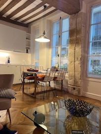 Kitchen and dining area from the living room.