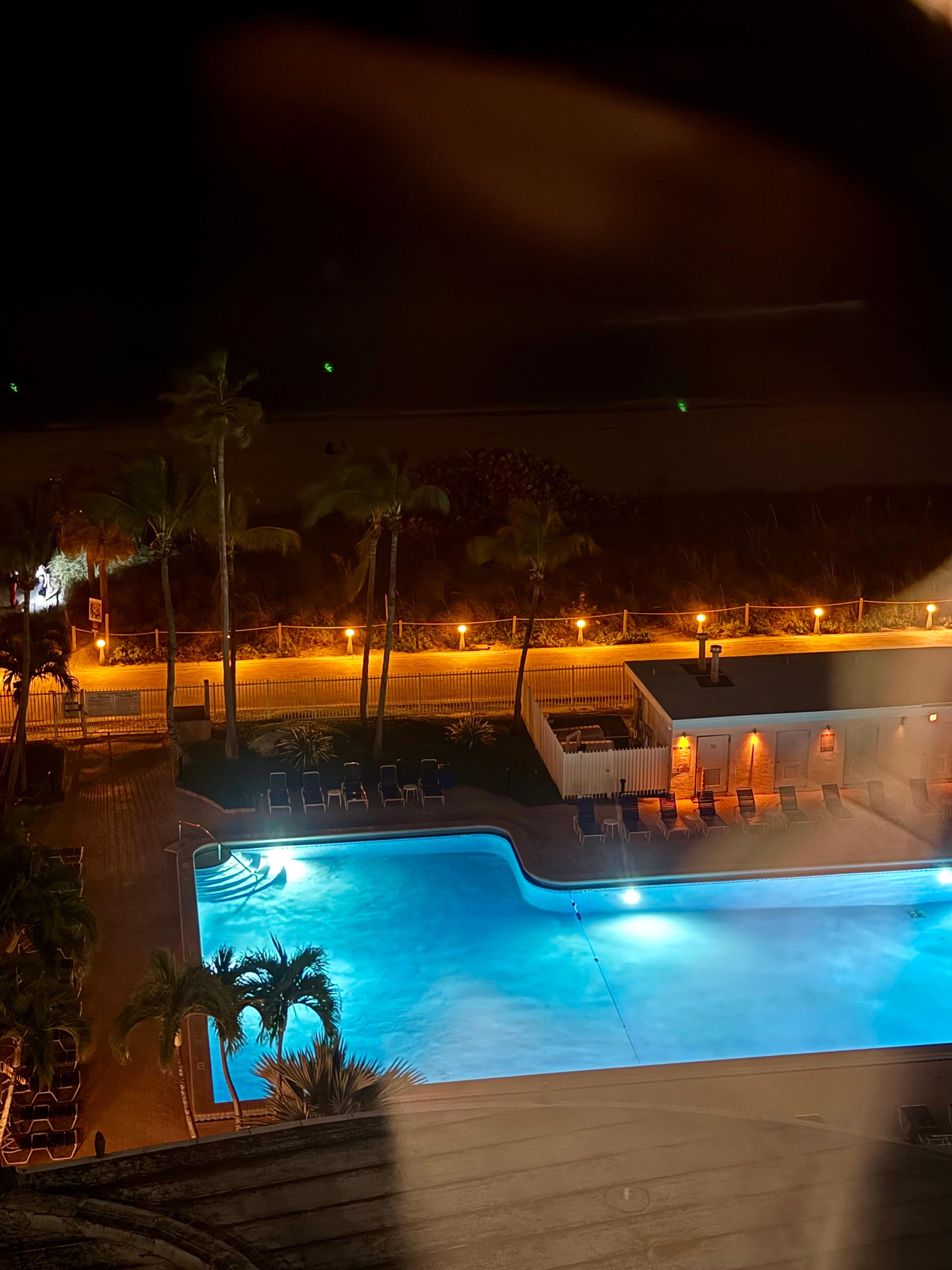 View from room in the evening. 