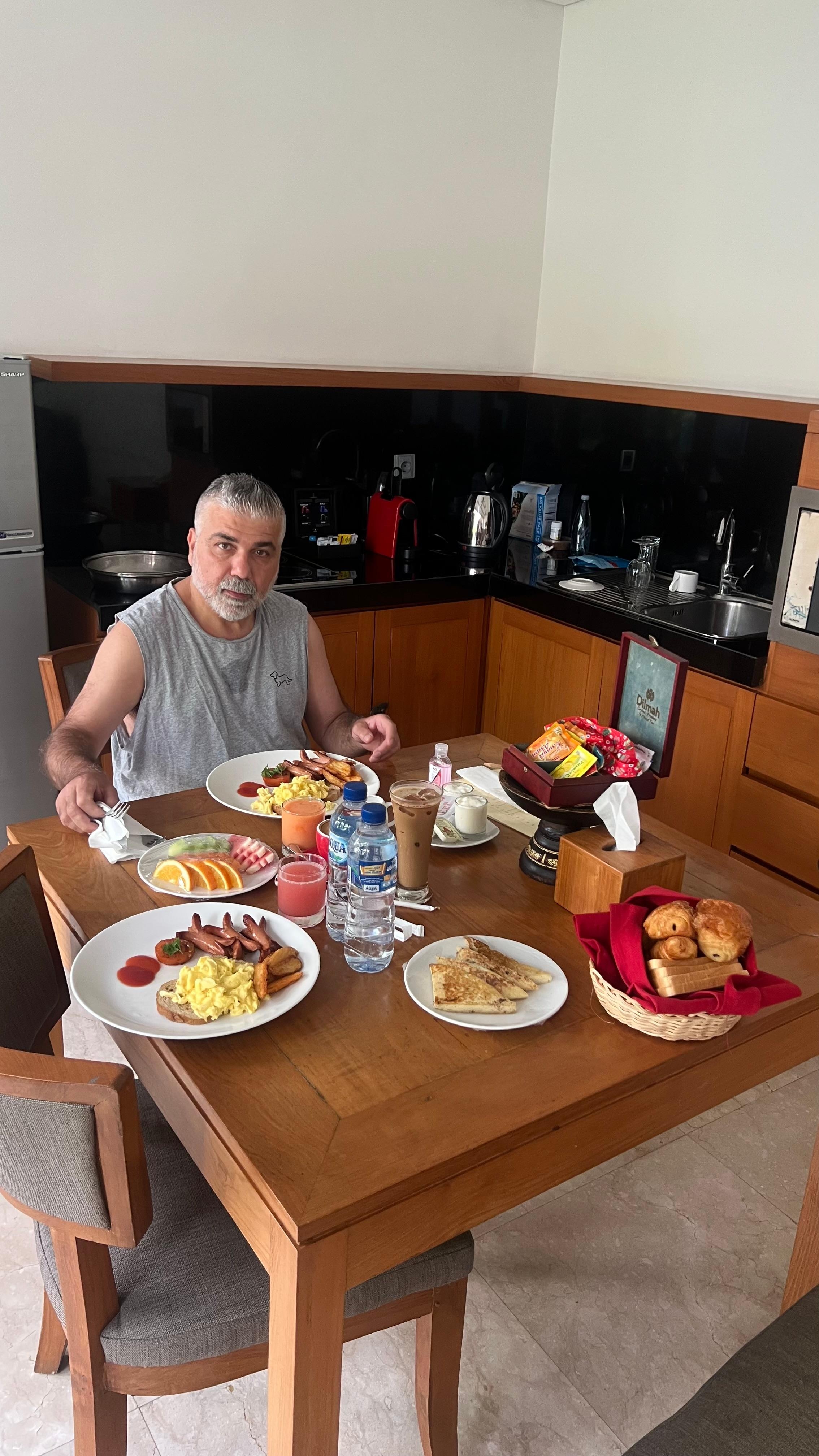 Breakfast included with the hotel straight to our room