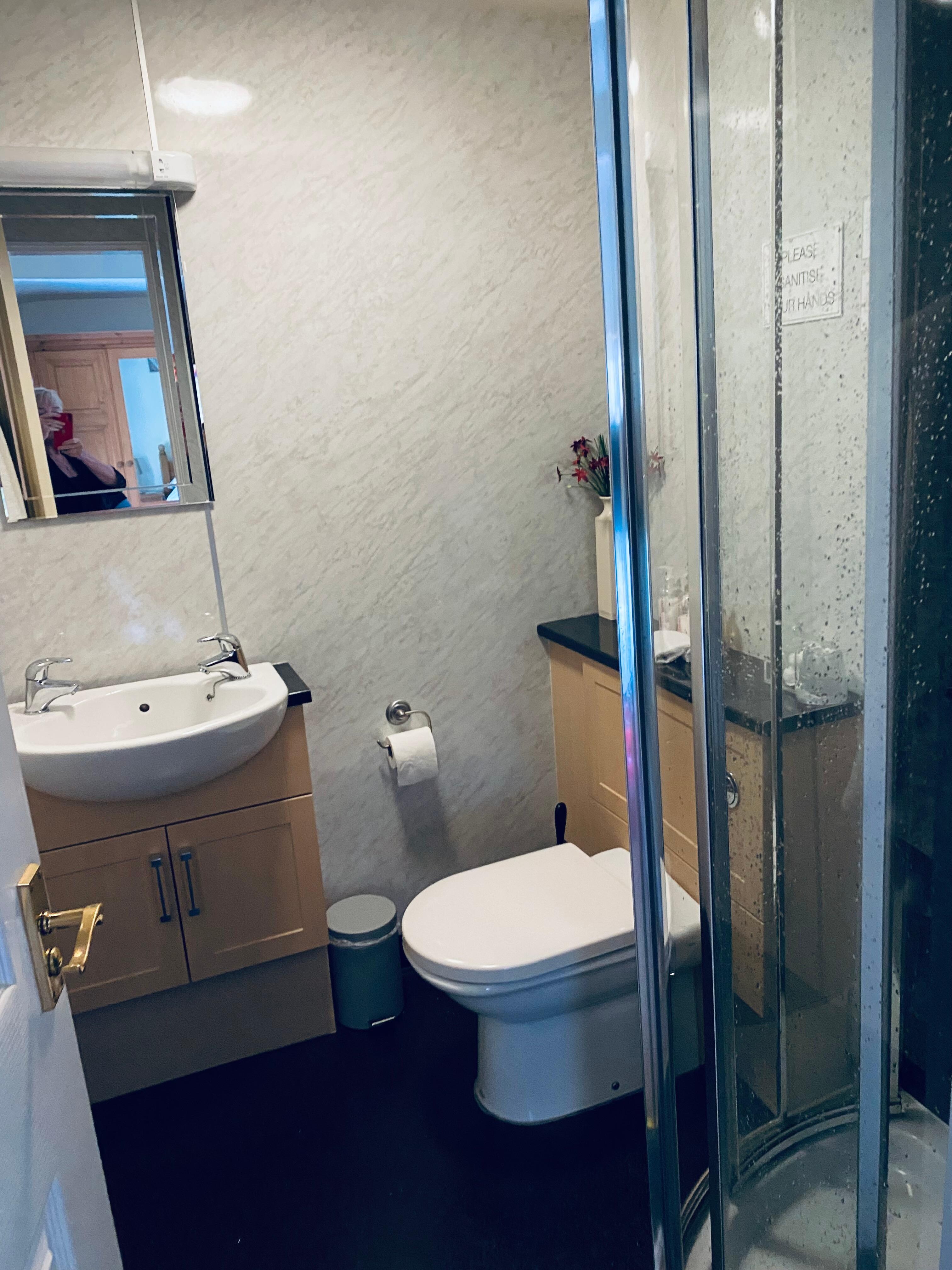 Modern bathroom with plenty of good quality toiletries.