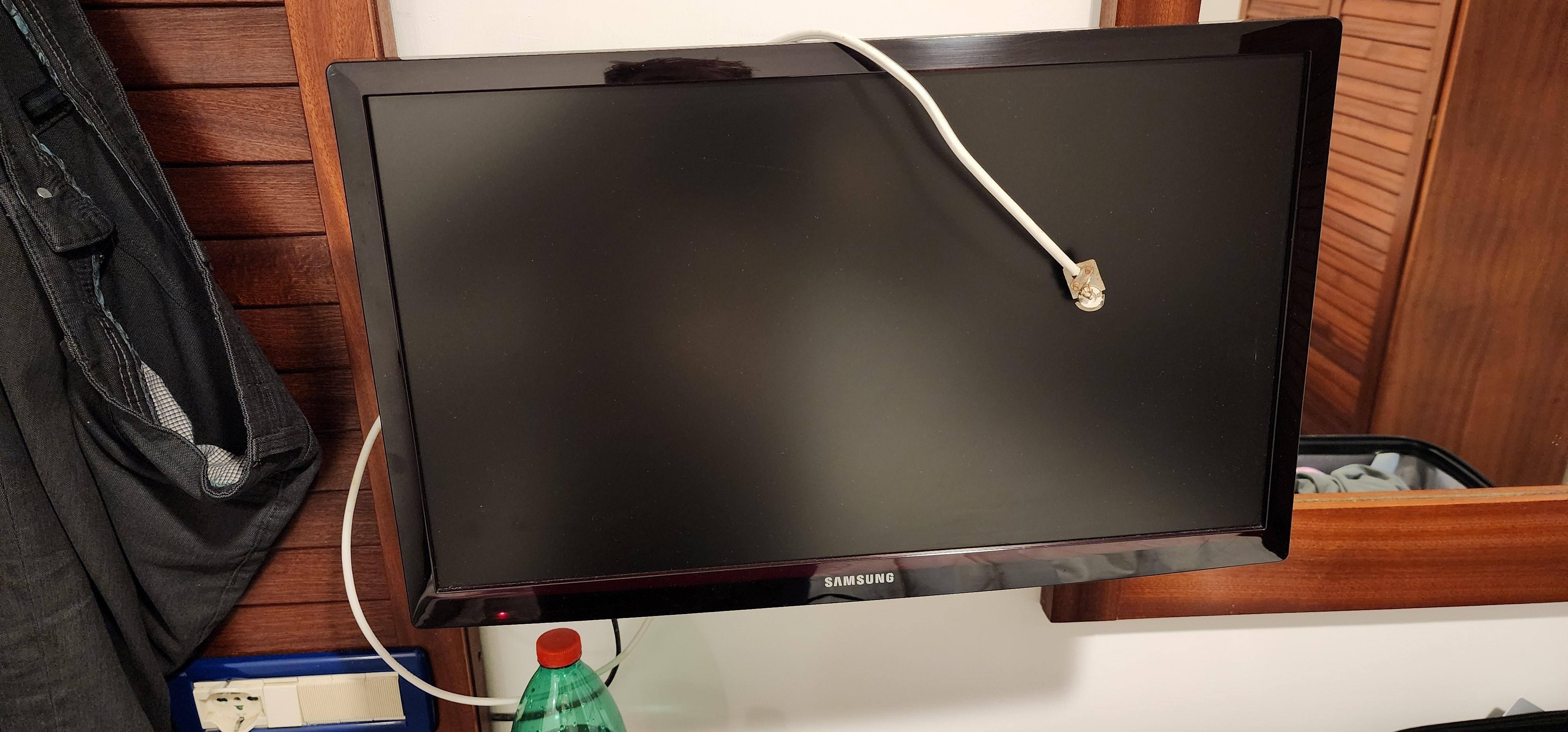 No TV on small monitor because cable connector was broken