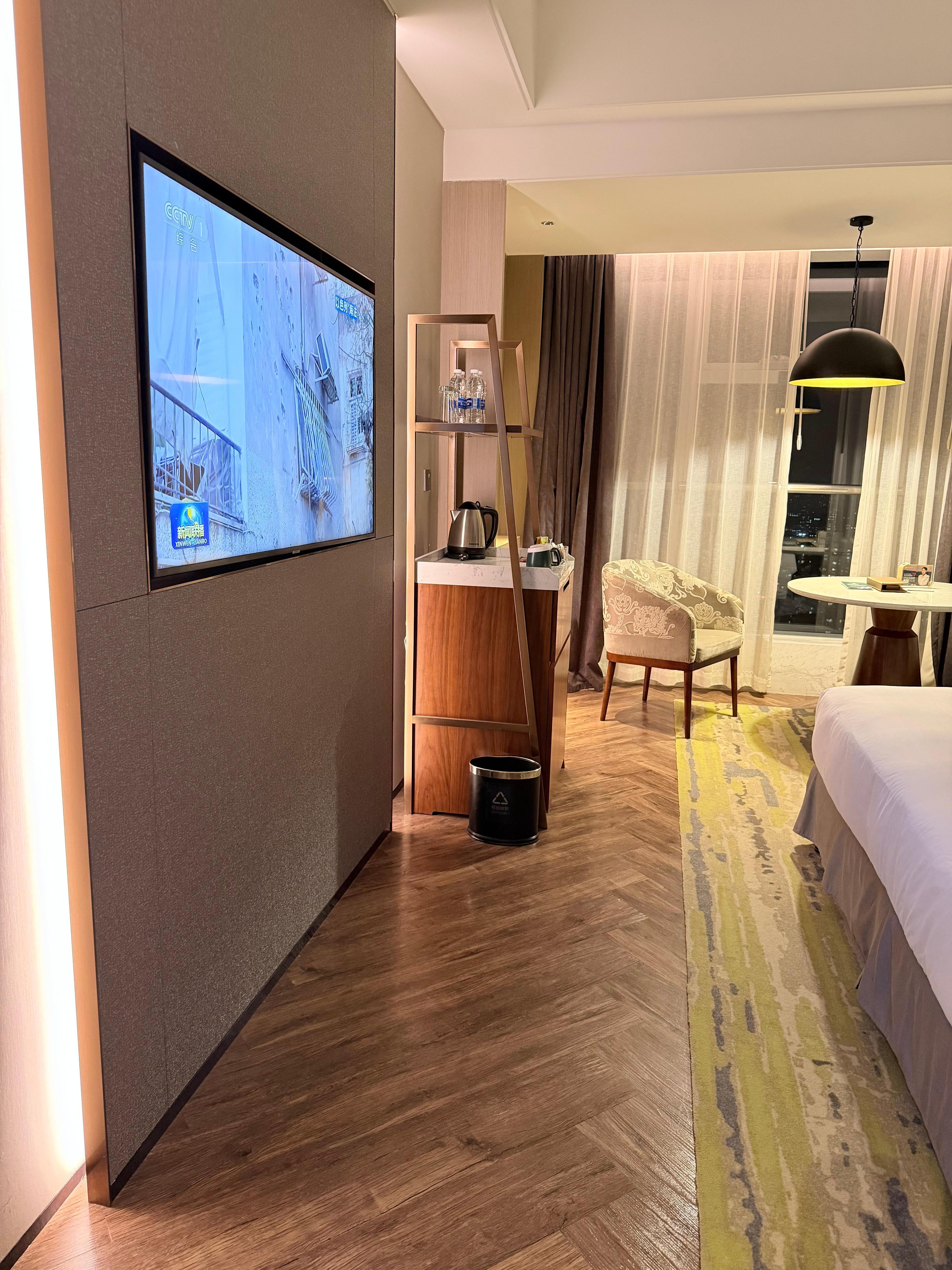 Safe and refrigerator and large tv