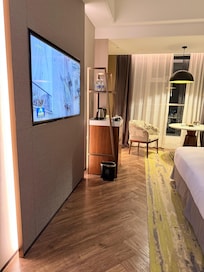 Safe and refrigerator and large tv