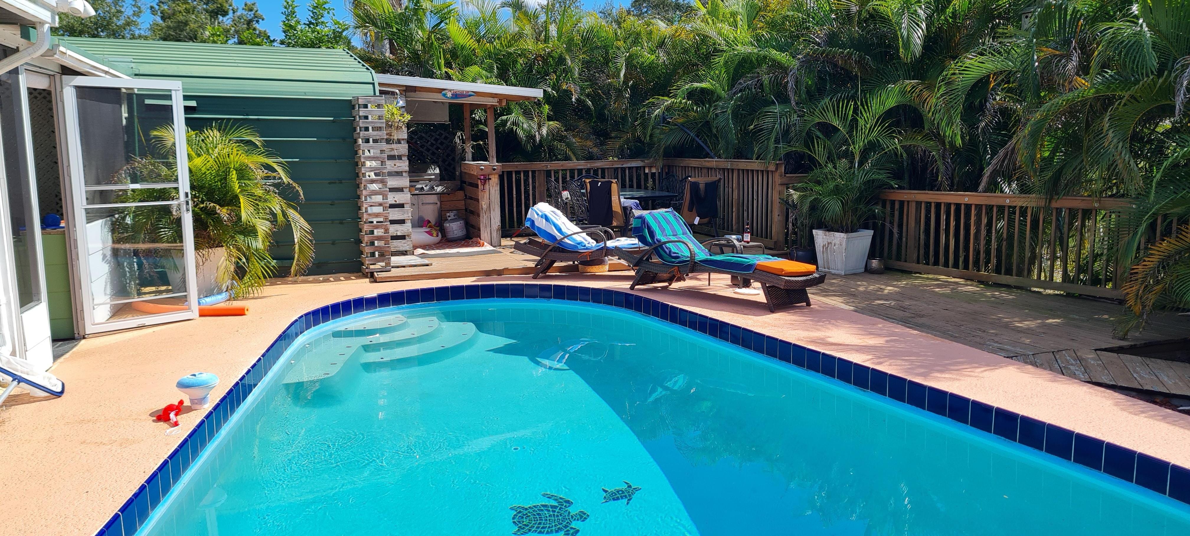 Pool and barbeque area.