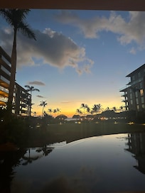 Sunset view from hotel lobby