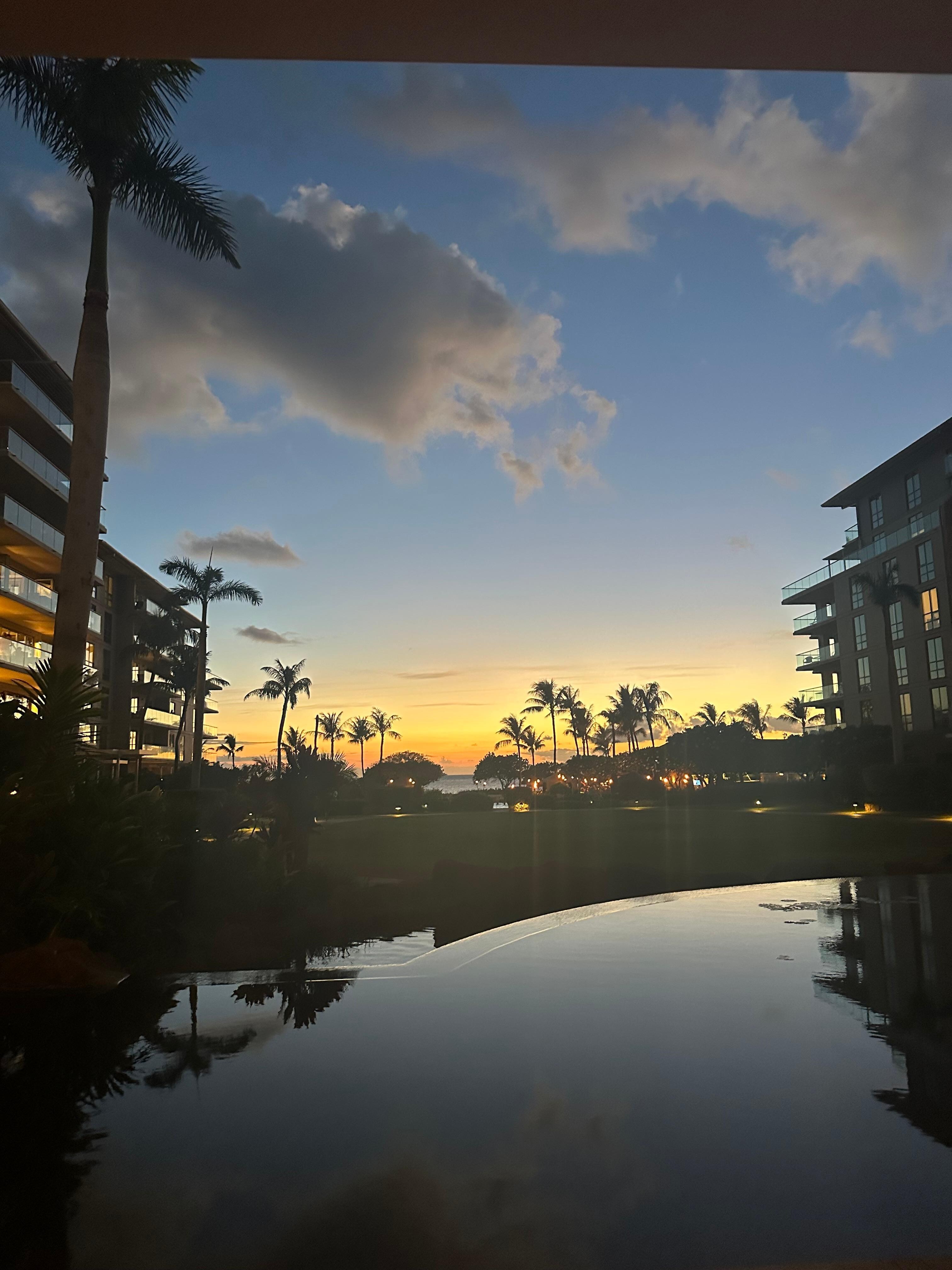 Sunset view from hotel lobby
