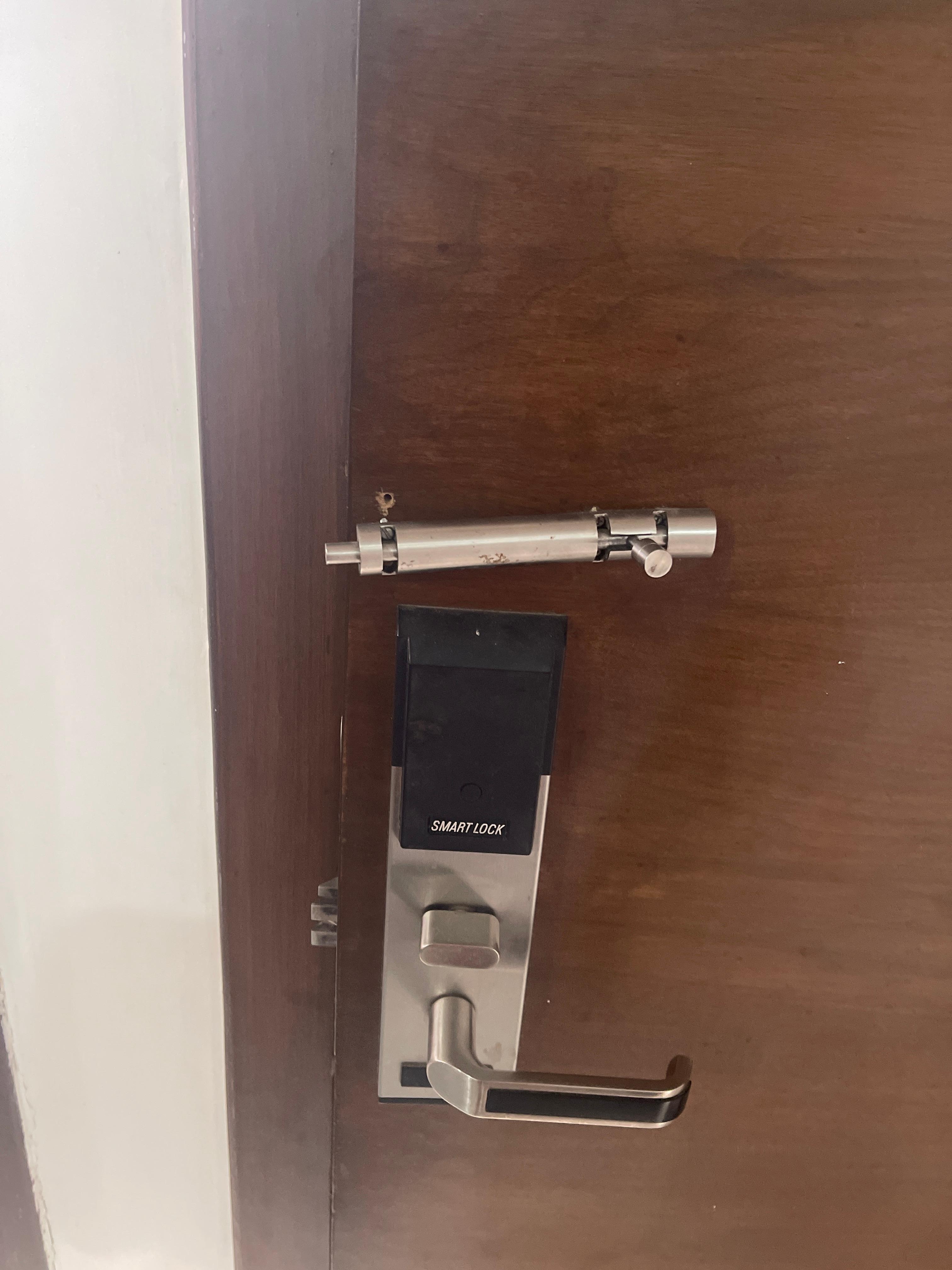 Inside room bolt came out and room could not be locked.