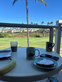 Breakfast on the balcony.