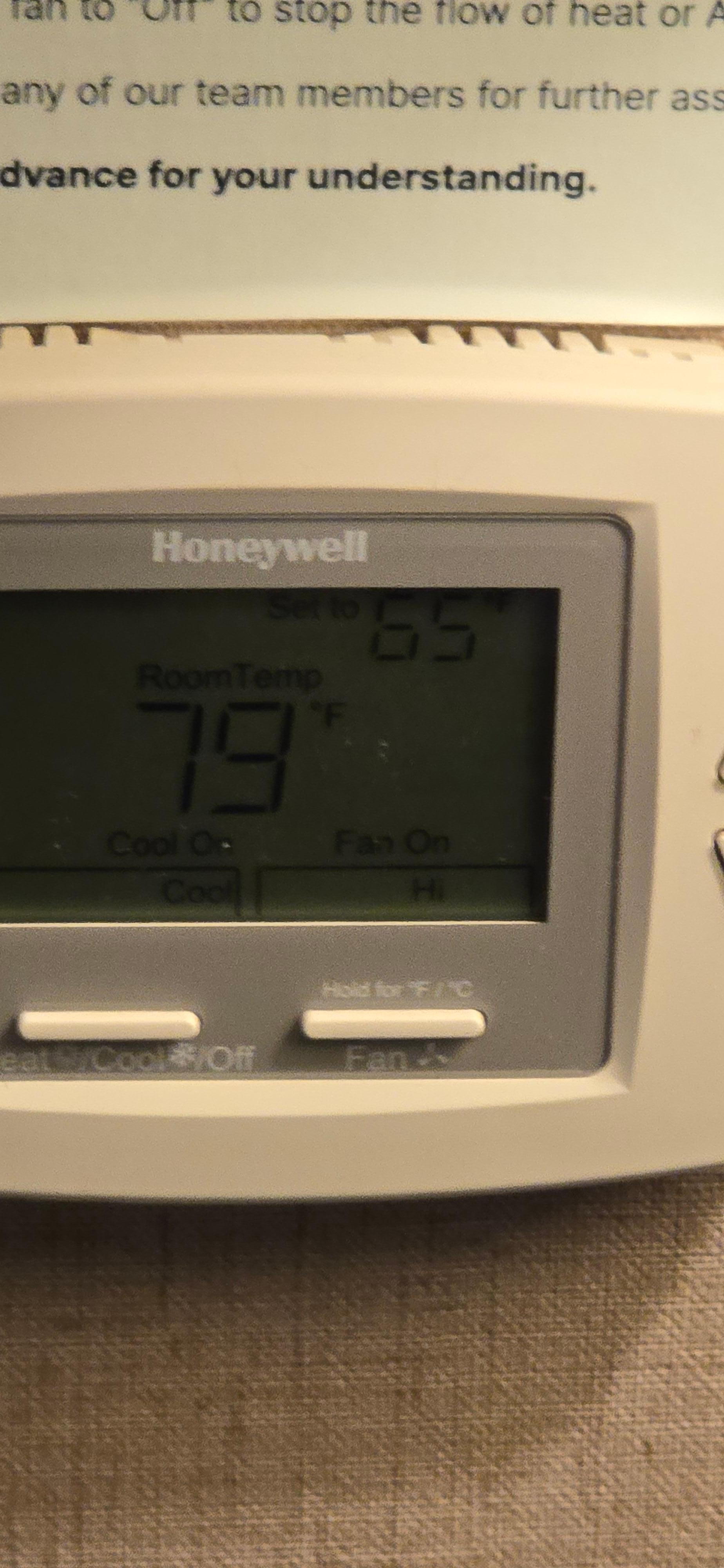 temperature raised 5 degrees after turning the "ac" on
