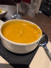 Starter Butternut soup was so nice and creamy.