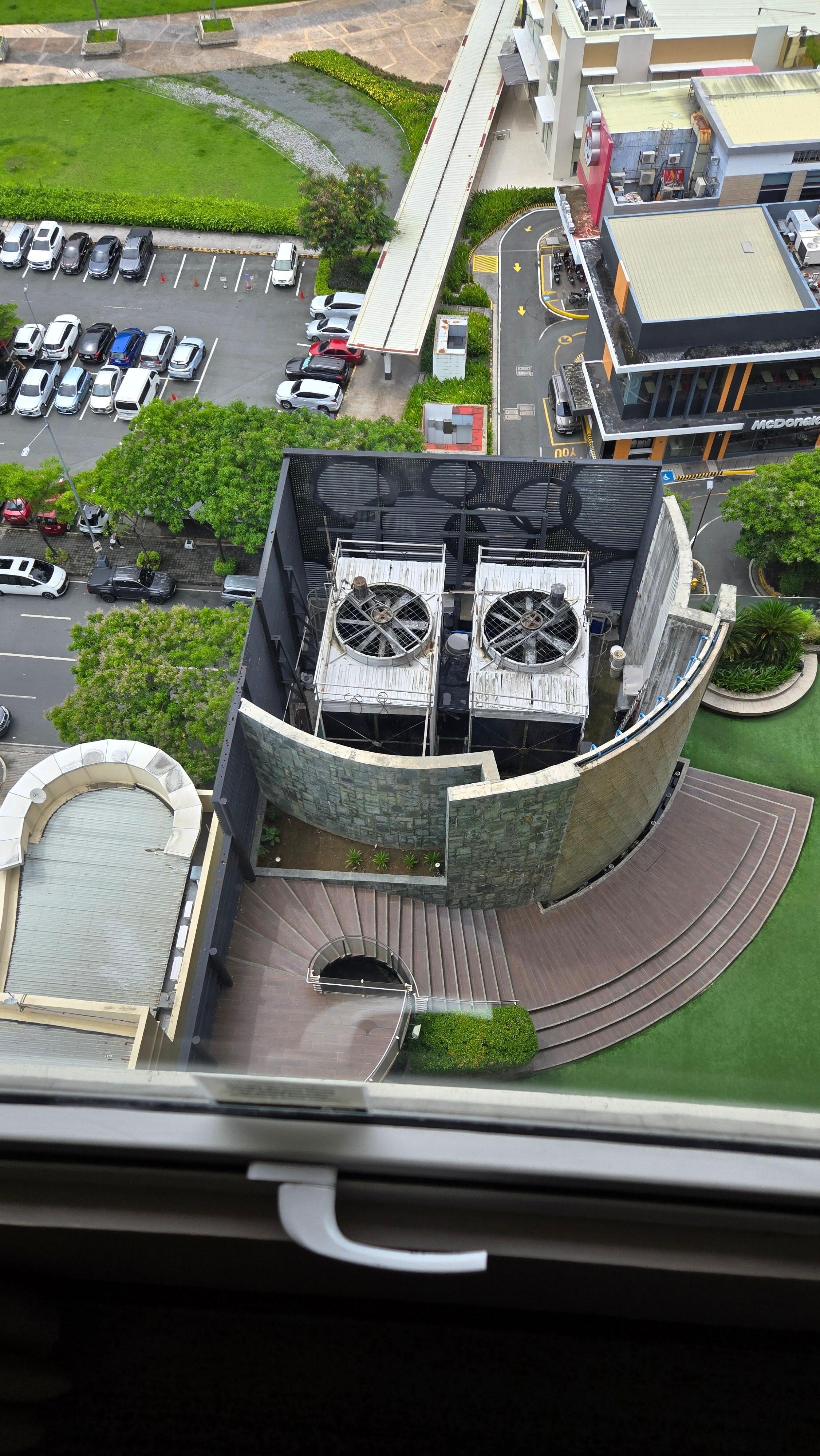 Very noisy as the HVAC units were installed right in front of the room windows.