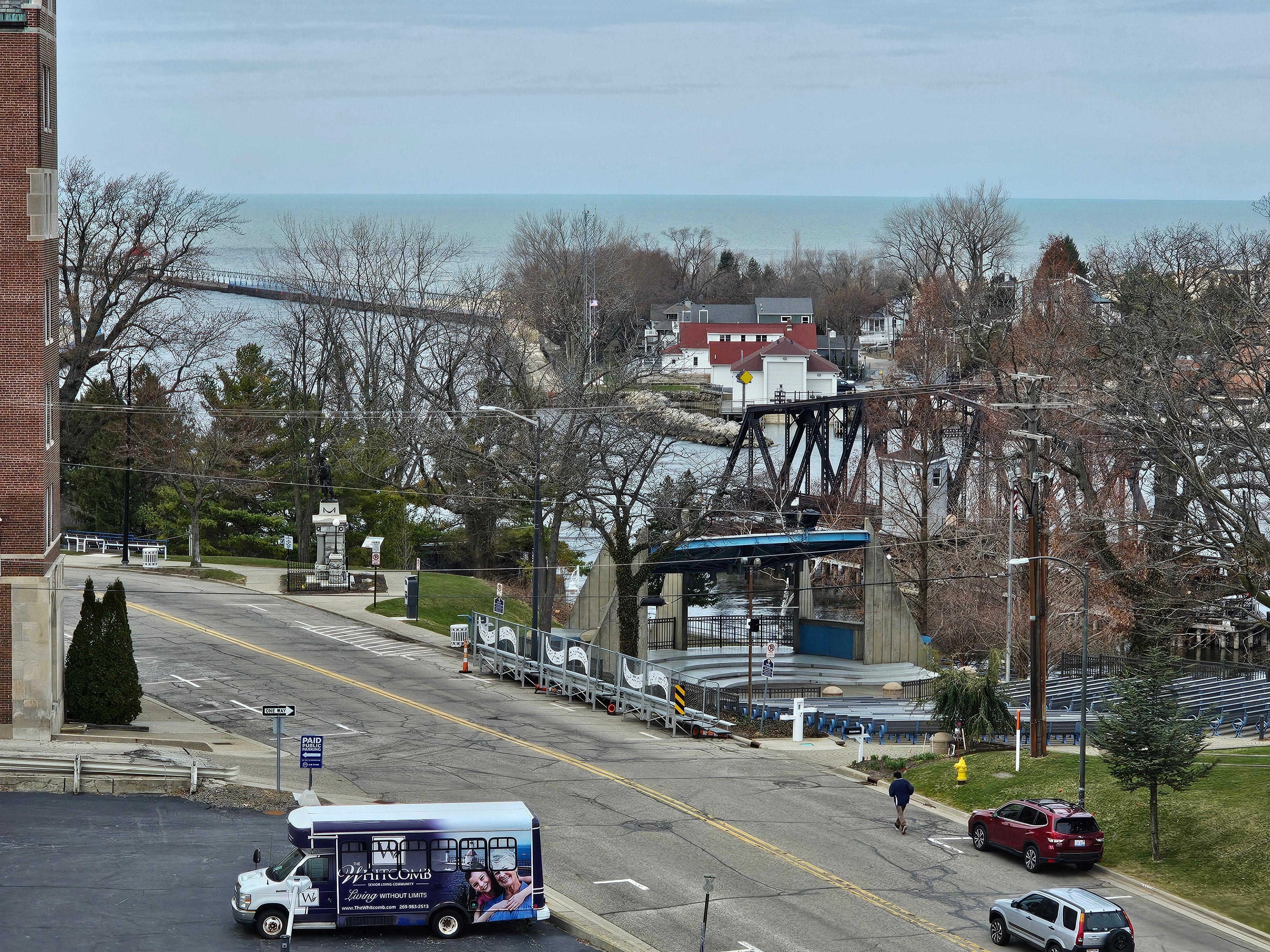 View of the water from the hotel room windows. 