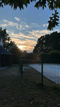 Sunset over the pool