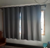 This is after we stretched the curtains as far as we could. It shows on the other side as well.