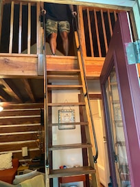 Ladder is so easy to use with the handrails.