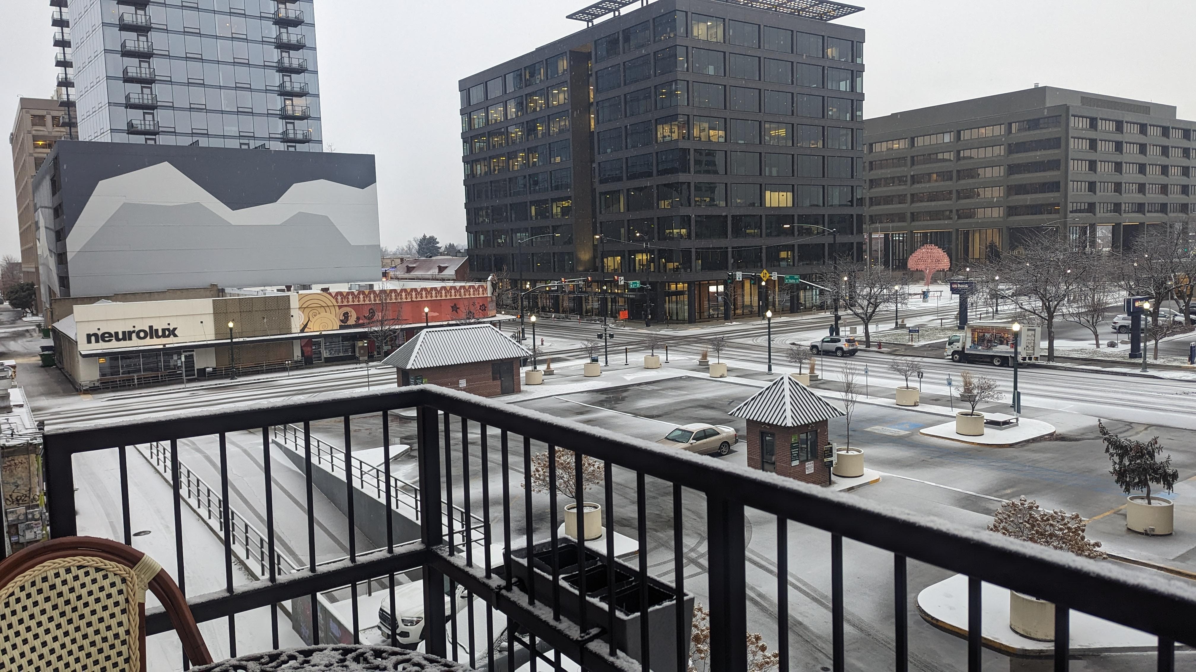 View from the balcony isn't anything amazing, but nice for a morning cup of coffee, even when snowy