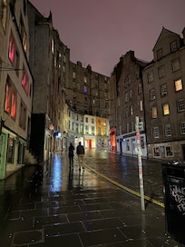 The view from the bottom of the street where the flat is located