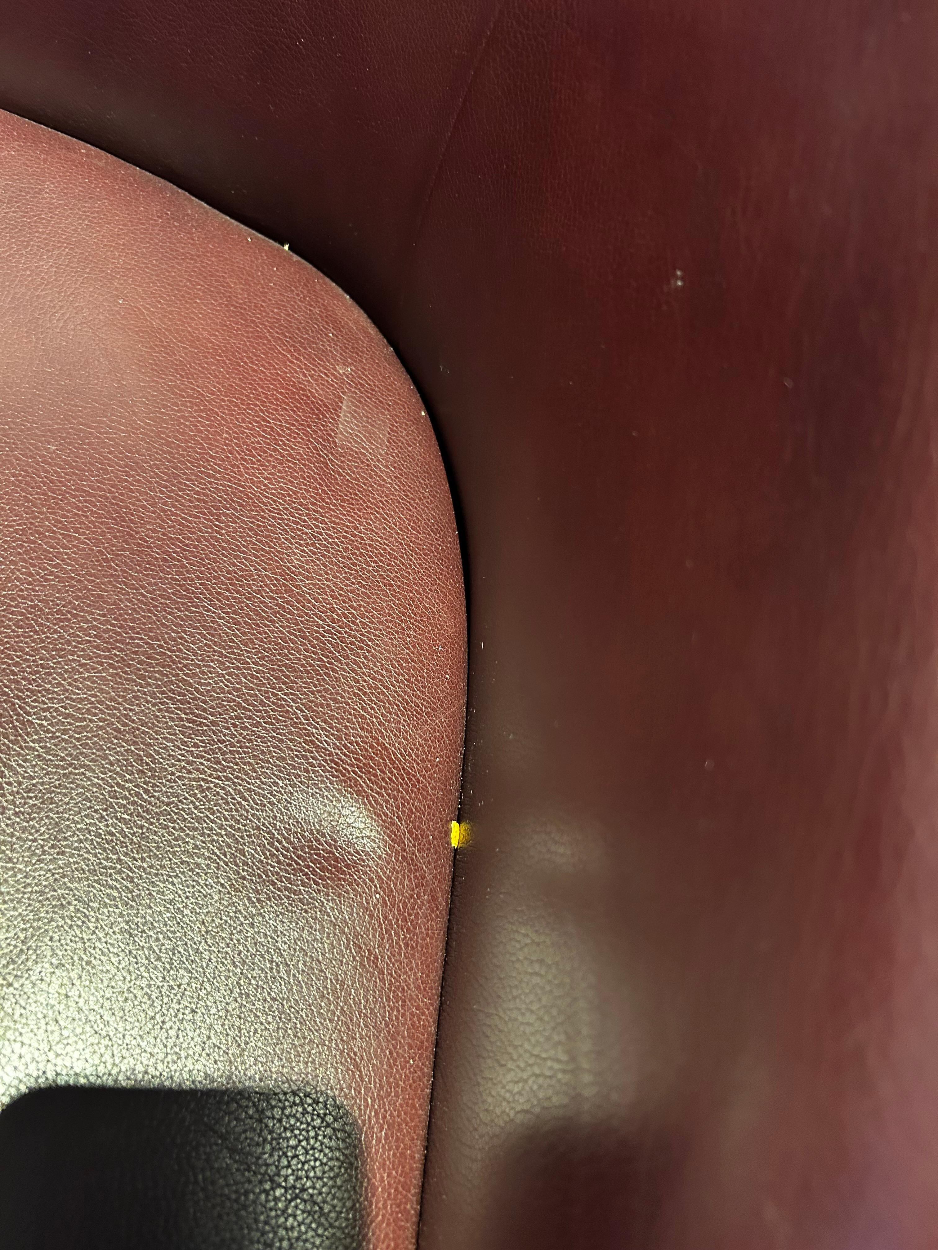 Food down side of chair from previous guest 