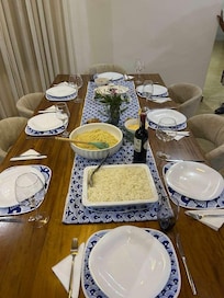 A large dining area with room for 8 to eat together