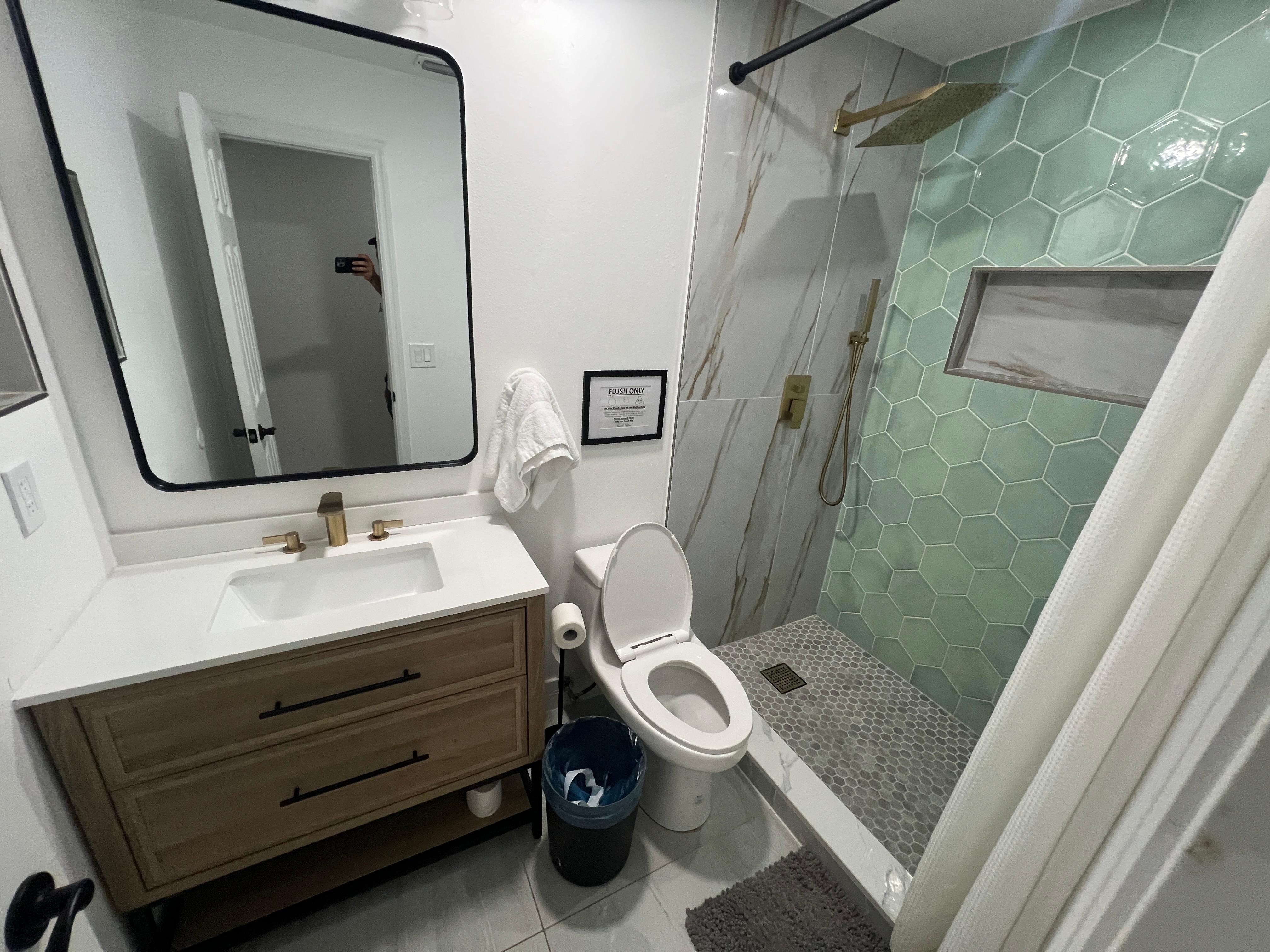 Leak spilled into the toilet area