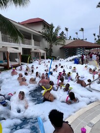 Foam fun in the pool