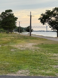 Railroad bridge from beneath Bourne bridge