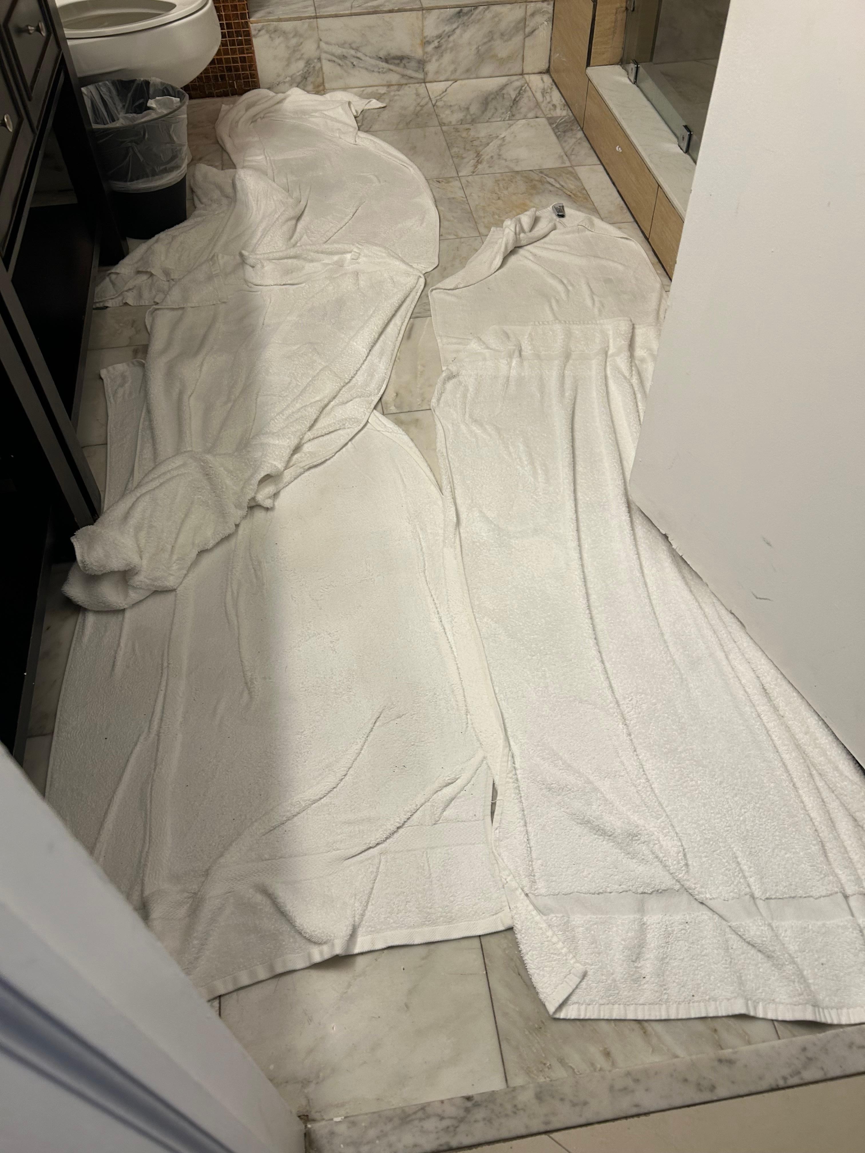 Had to use all towels to dry all the water that leaked from the shower door 