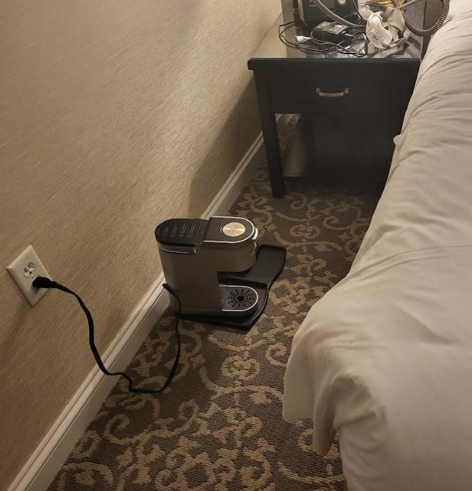 Coffee machine had to be moved to the floor