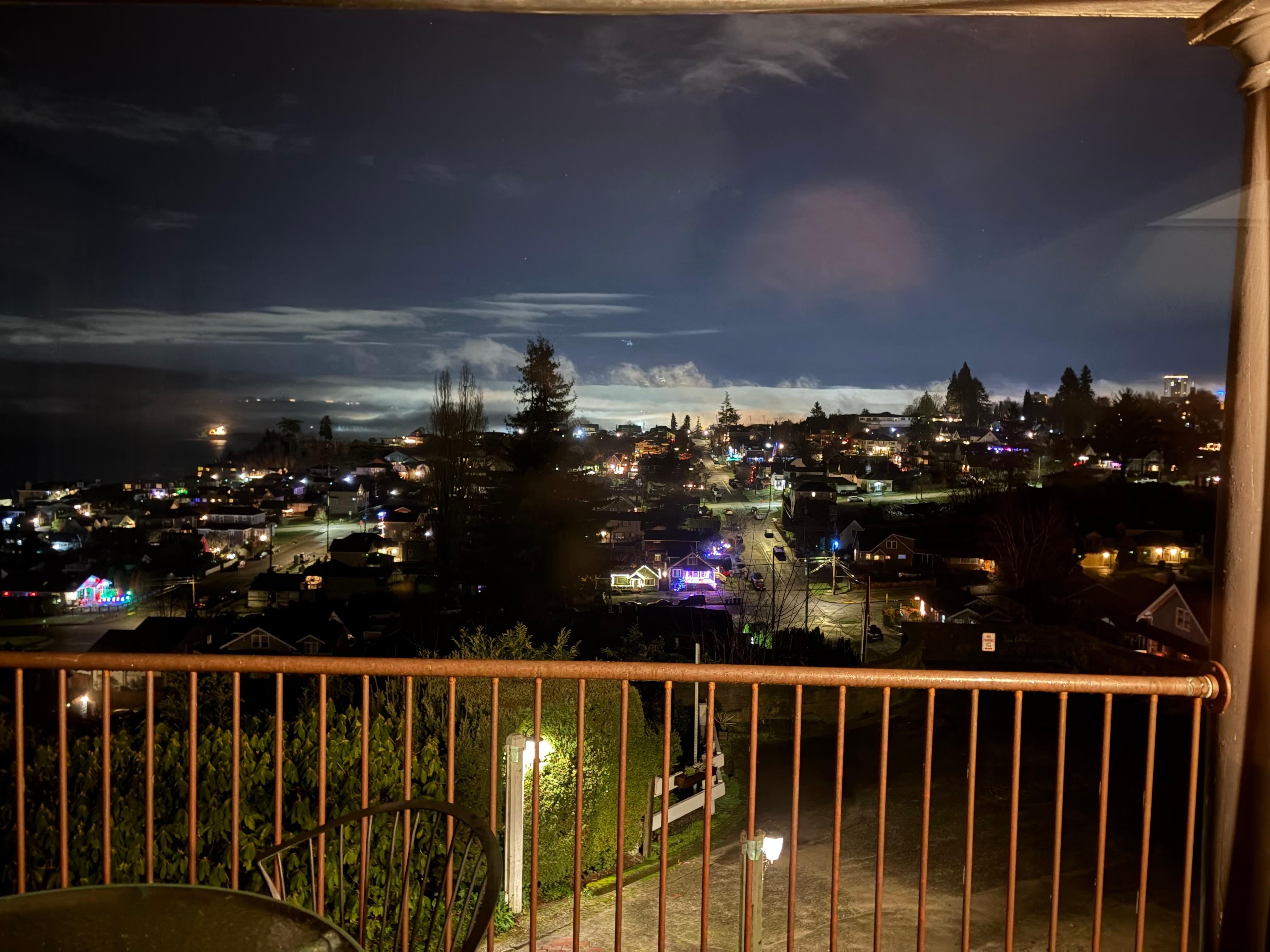 Looking down on “Old Town” in Tacoma at night