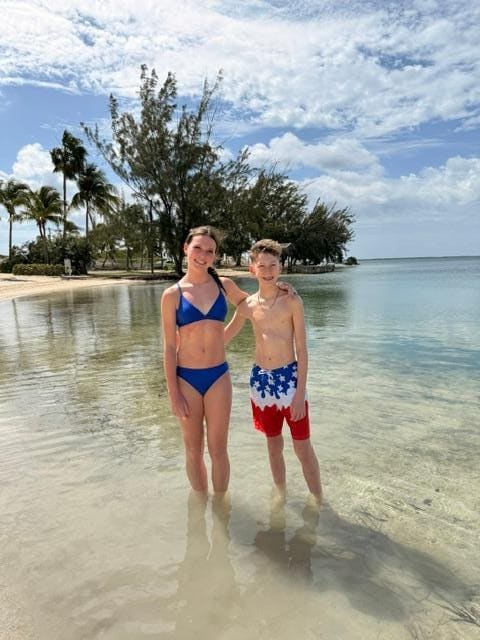 In the water 100 feet from the Lanai