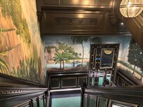 Stairway with hand painted wallpaper