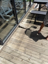 Boards lifting on deck. hazard