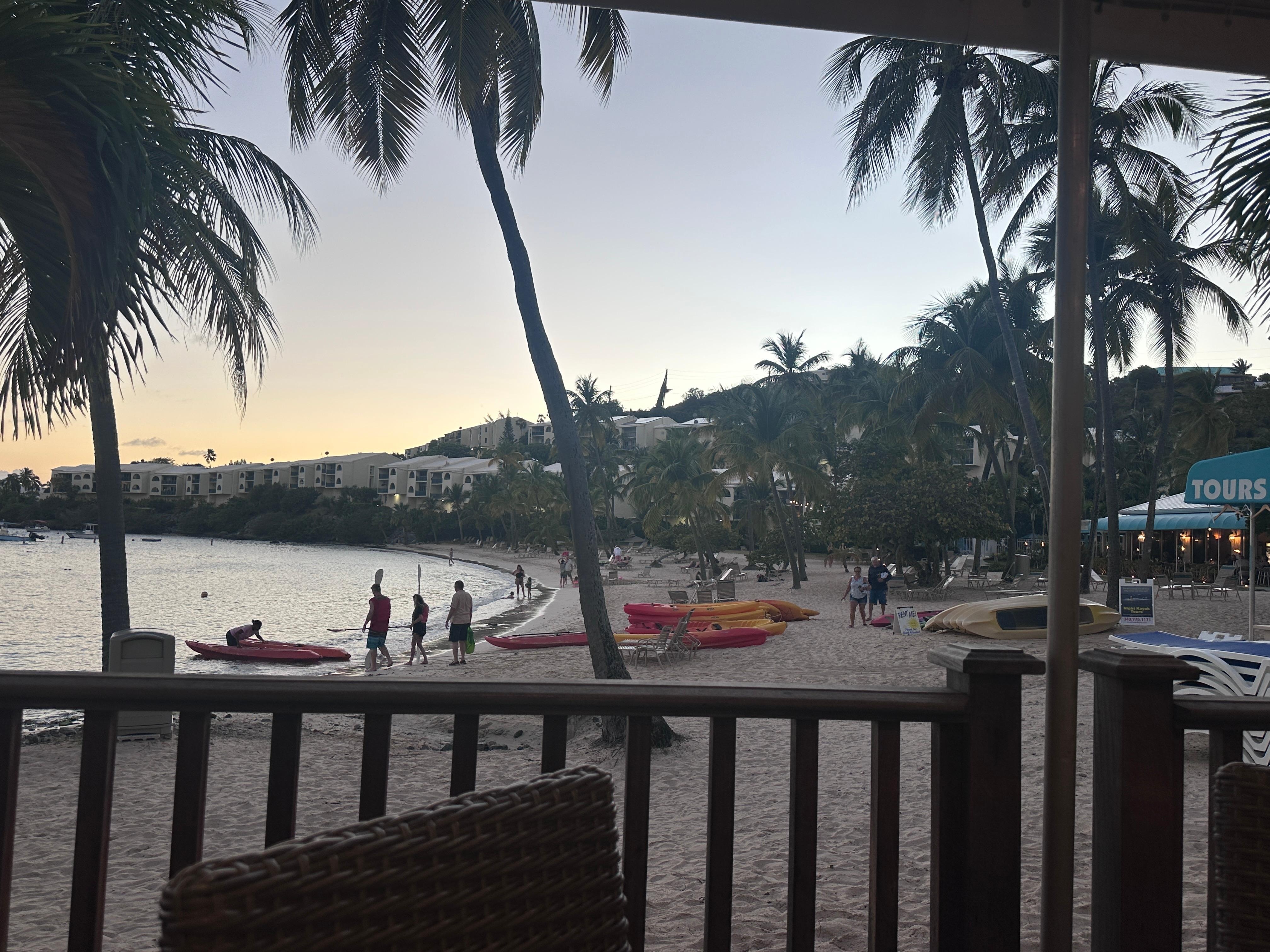 View of beach from Sangria’s beach bar.