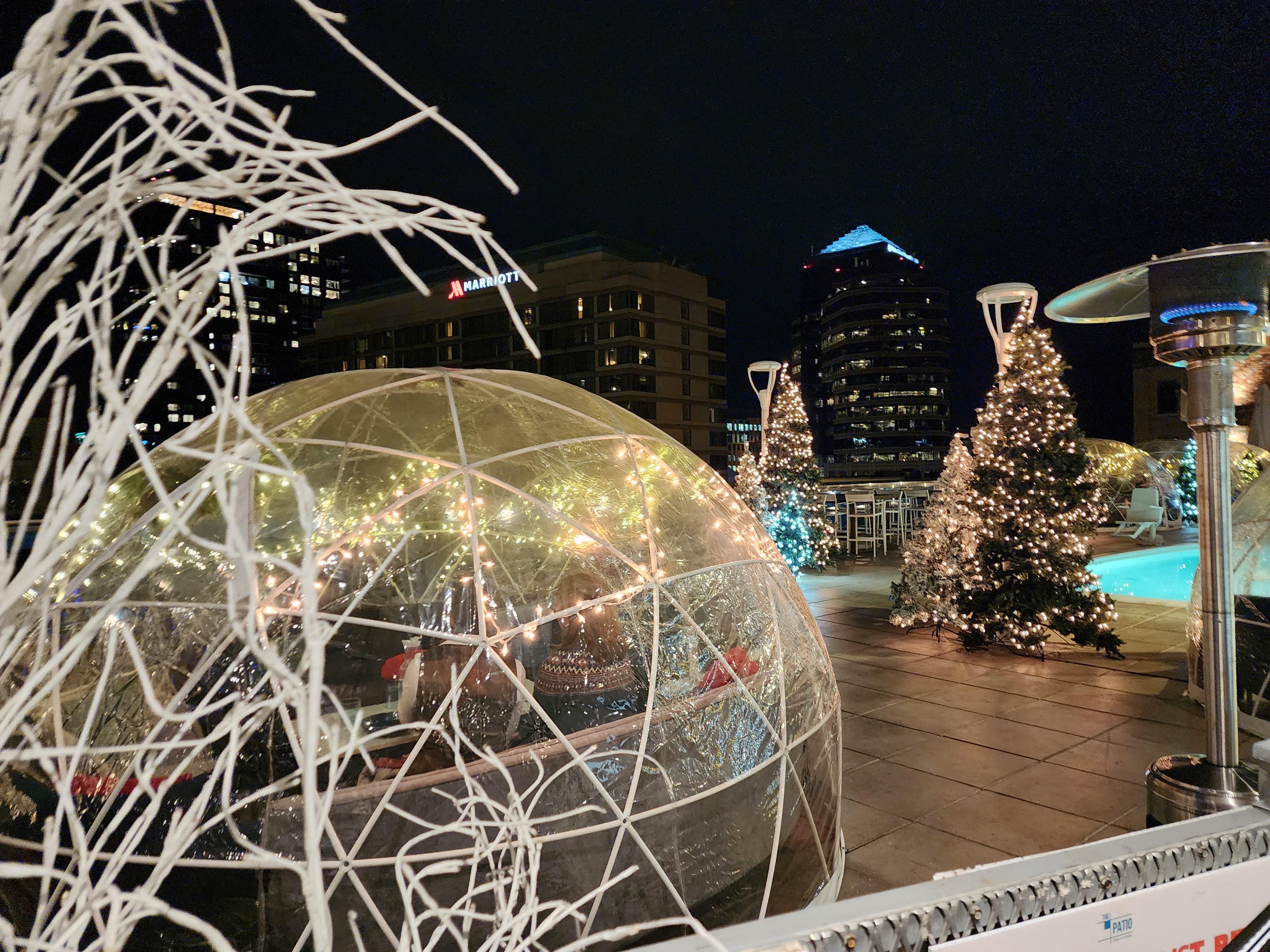 "Igloos" at rooftop bar.