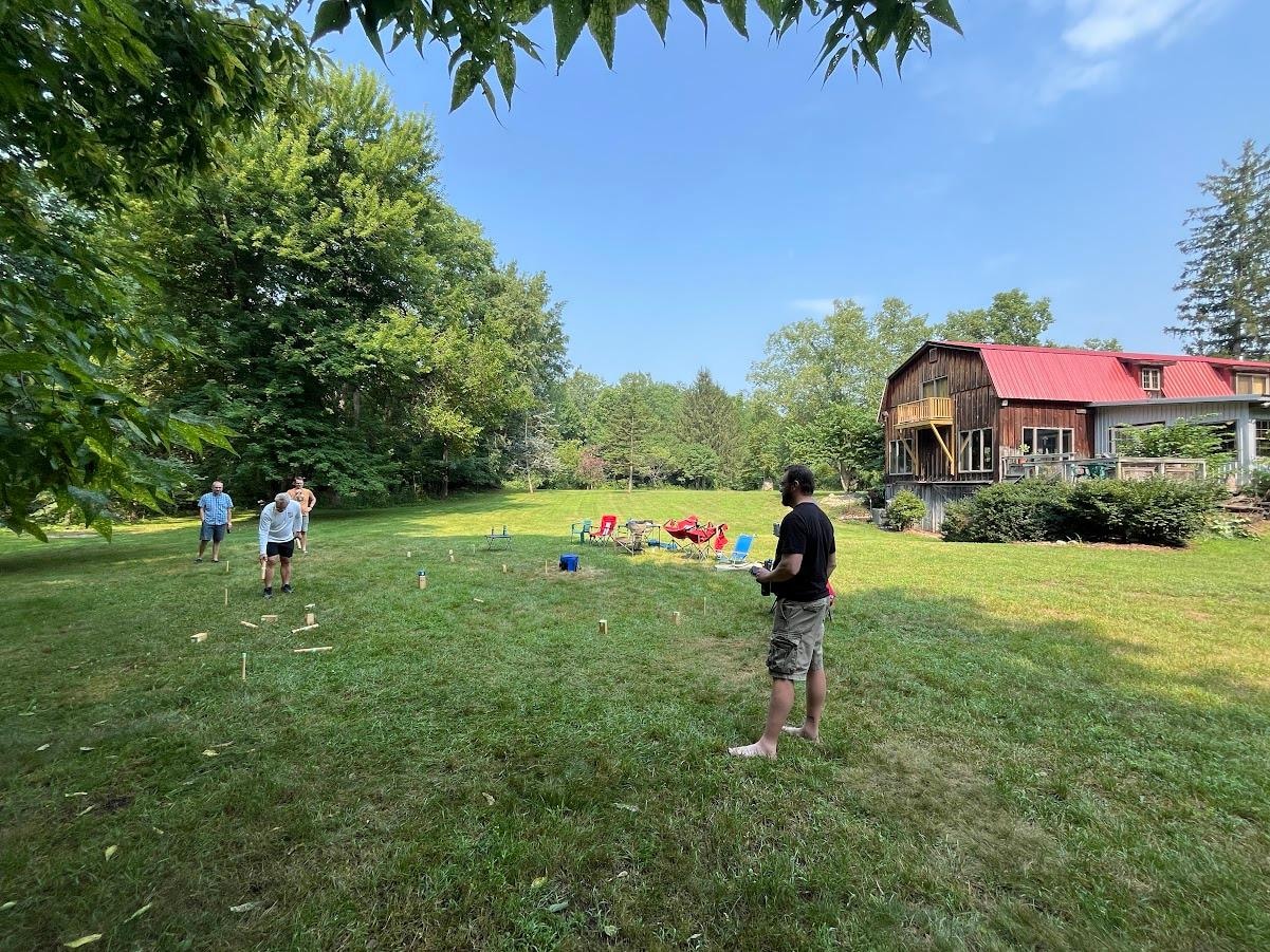 Kubb in the yard