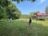 Kubb in the yard