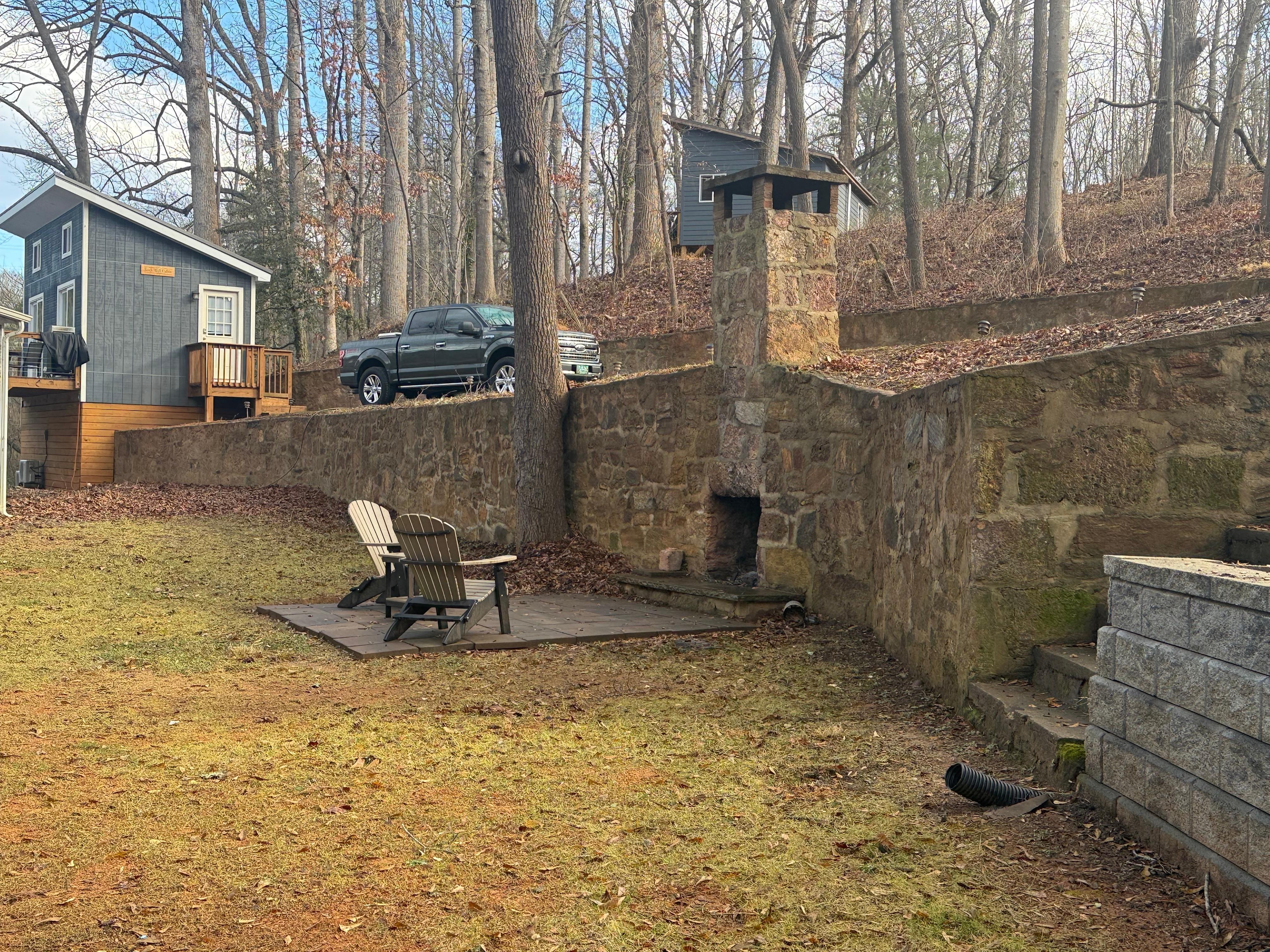 Cozy outdoor fireplace