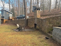 Cozy outdoor fireplace