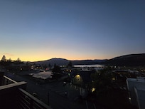 View out from top deck at sunset