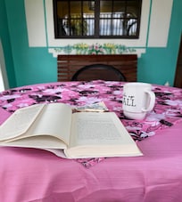 Morning cofffee and a book in the porch