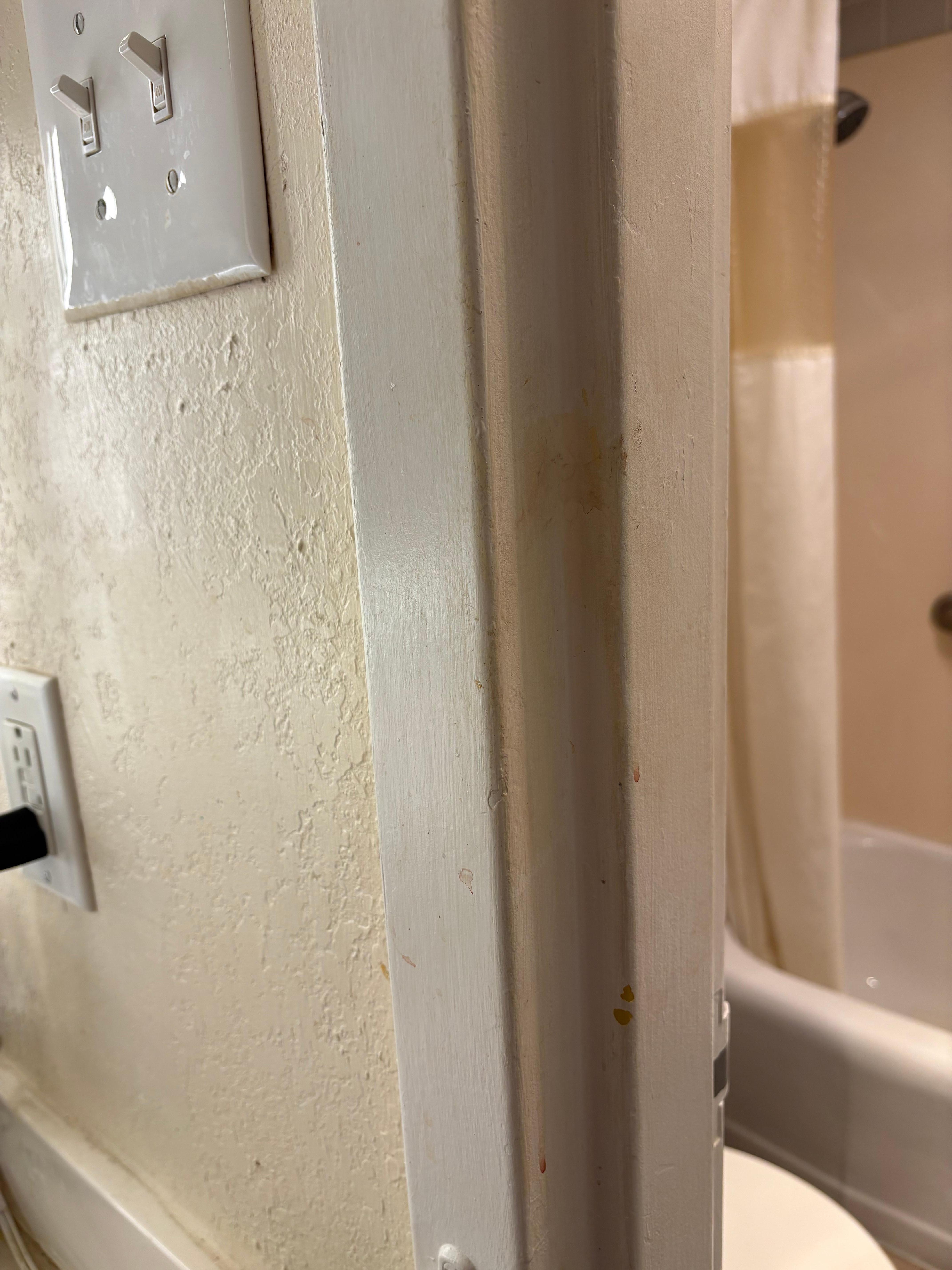 Something brown (?!) all over the doorframe - wife was disgusted by it!