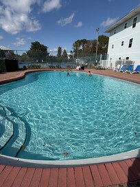 The heated pool was KEY on the cool days.