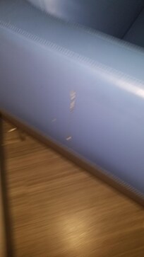 Soiled furniture, floors not swept