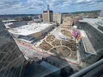 Great view of new convention center being constructed and it’s park.