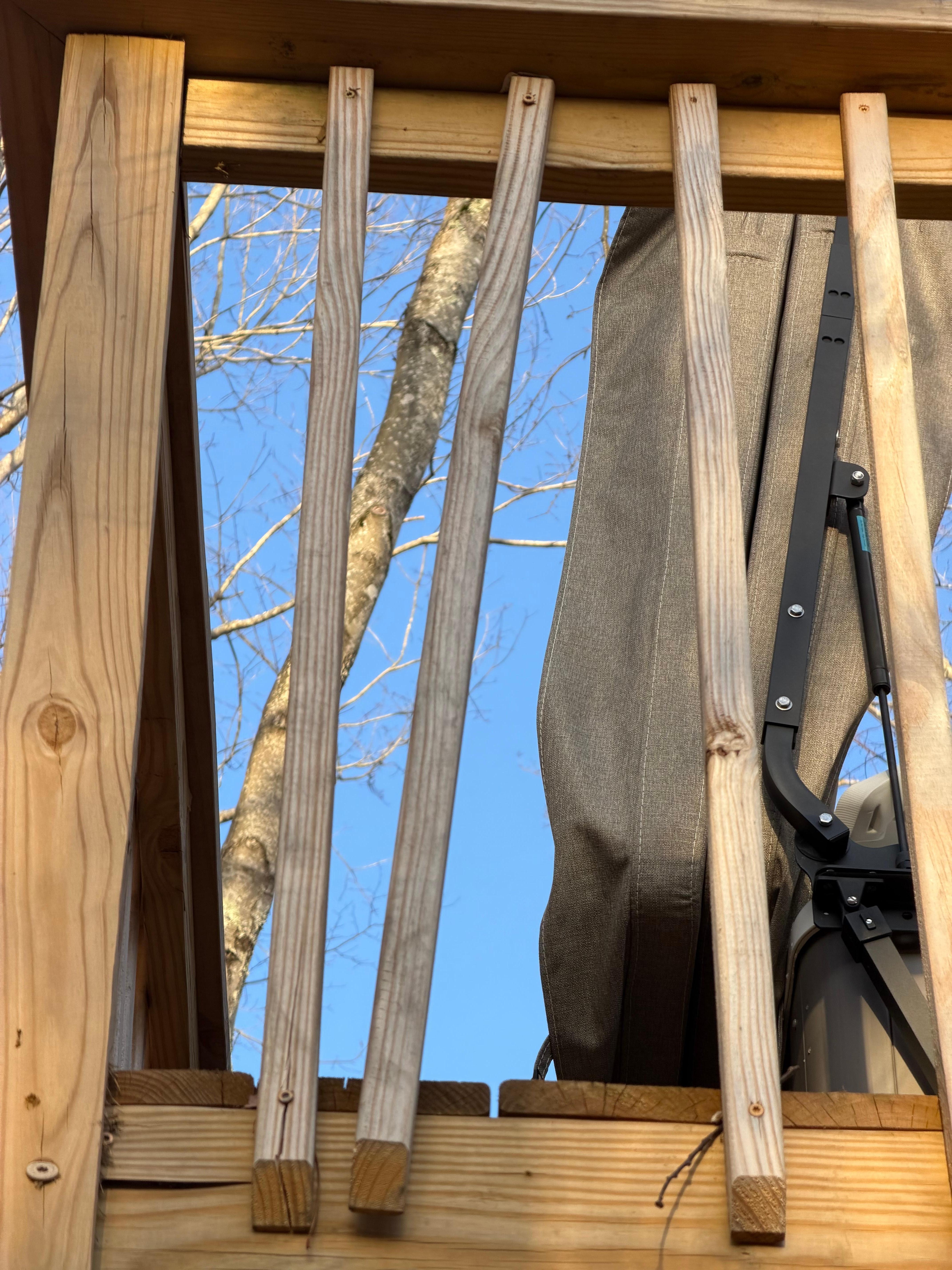 Underneath the brand new deck that apparently built 40 minutes before our check in which is when we found out that the deck would be off limits to use for the whole stay due to an inspection needed. 