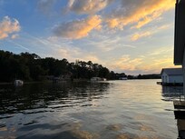 Looking down to the main lake at sunset
