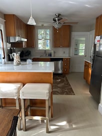 The kitchen has all you’ll need for your stay.