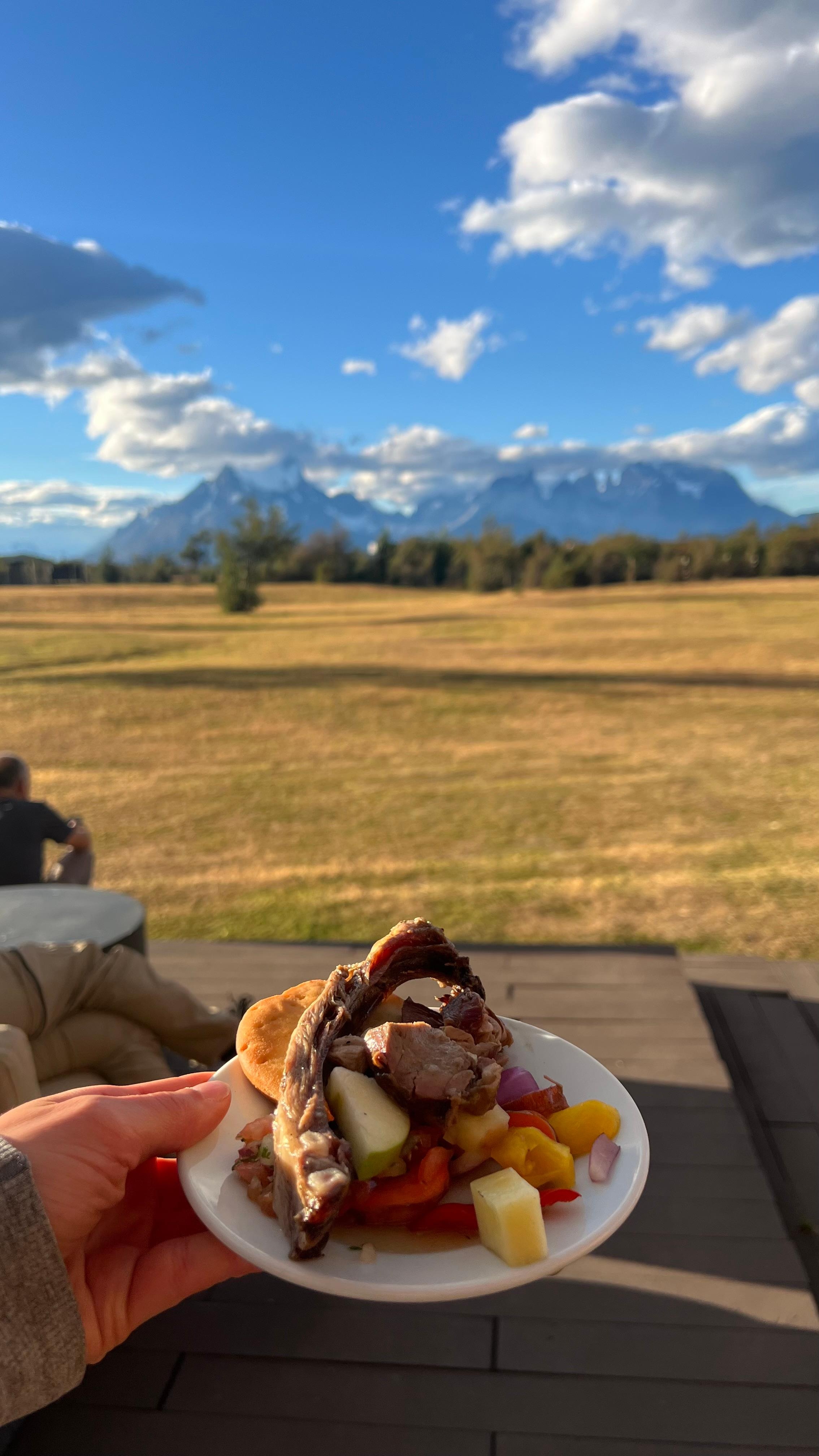 Lamb cooking on the patio 