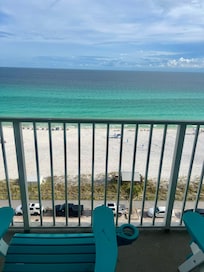 View of beach from balcony