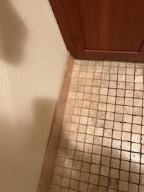 Master bath tile. Shows color grout (white in corners v. black throughout)